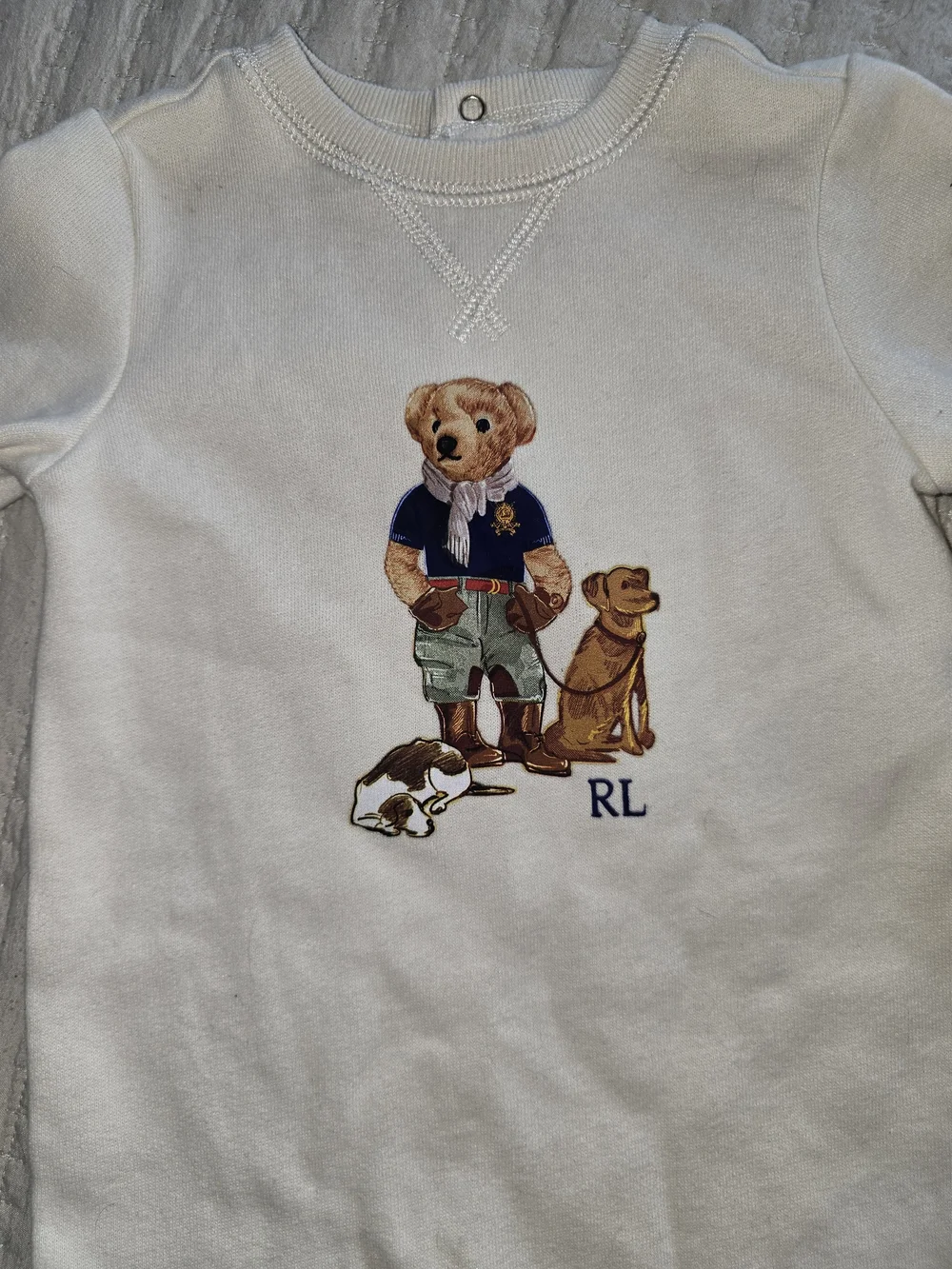 Ralph Lauren Polo Bear & Dog Ivory Cotton Coverall